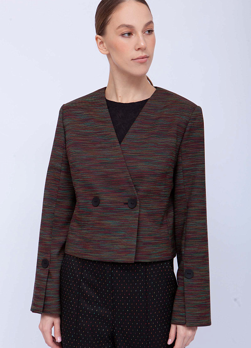 Жакет укороченный двубортный женский,  многоцветный цвет