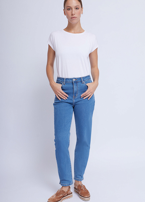 Джинсы облегающие с разрезами женские,  голубой цвет