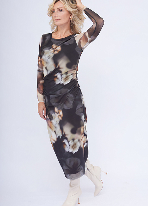 Платье облегающее из сетки женское,  многоцветный цвет