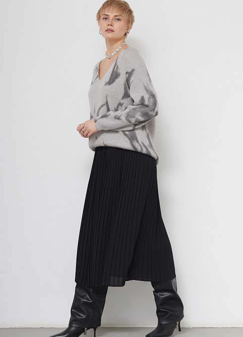 Юбка плиссе на резинке женская,  чёрный цвет