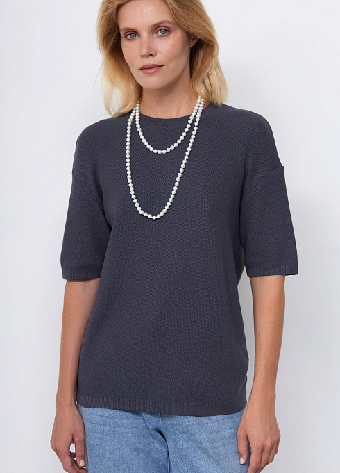 Джемпер с короткими рукавами женский,  серый цвет