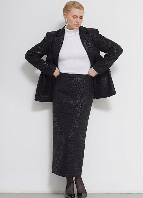 Юбка длинная с блеском женская,  чёрный цвет
