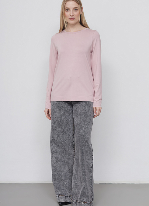 Лонгслив из вискозы базовый женский,  розовый цвет