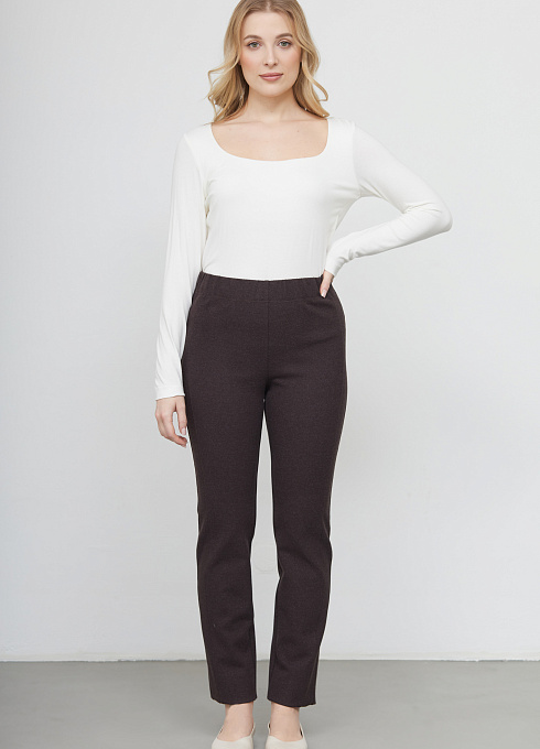 Брюки утепленные с лампасами женские, цвет коричневый