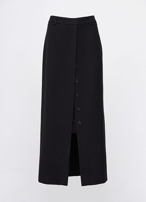 Юбка с кружевной вставкой женская,  чёрный цвет