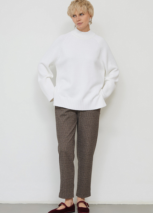 Брюки-бананы с шерстью женские, цвет коричневый 