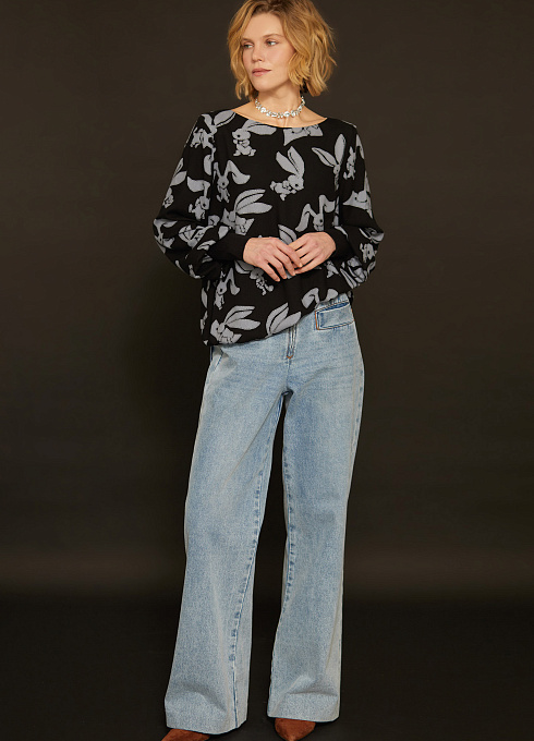 Джинсы с открытой молнией женские,  голубой цвет