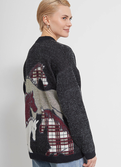 Кардиган с жаккардовым рисунком женский,  многоцветный цвет