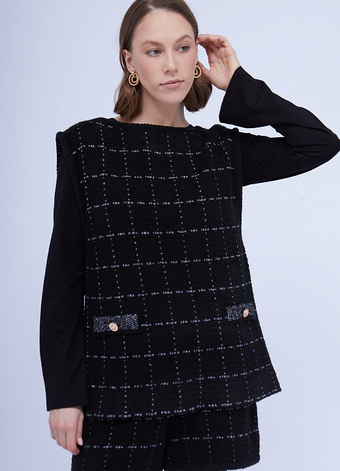 Жилет oversize из букле женский,  чёрный цвет