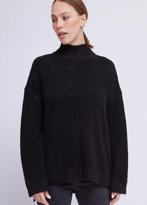 Свитер oversize комбинированный женский,  чёрный цвет