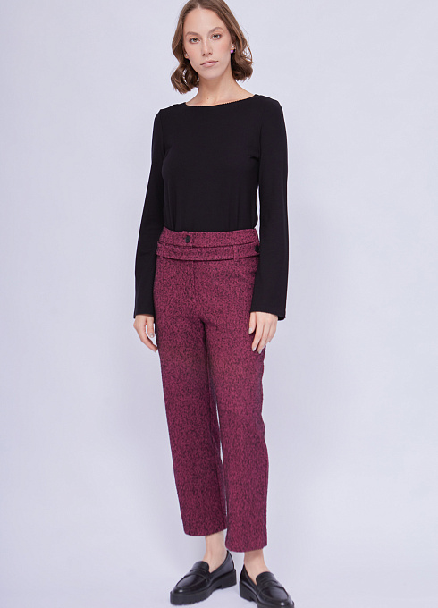 Брюки буклированные с поясом женские, цвет розовый