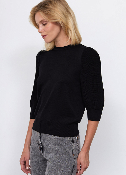 Джемпер с пышными рукавами женский,  чёрный цвет