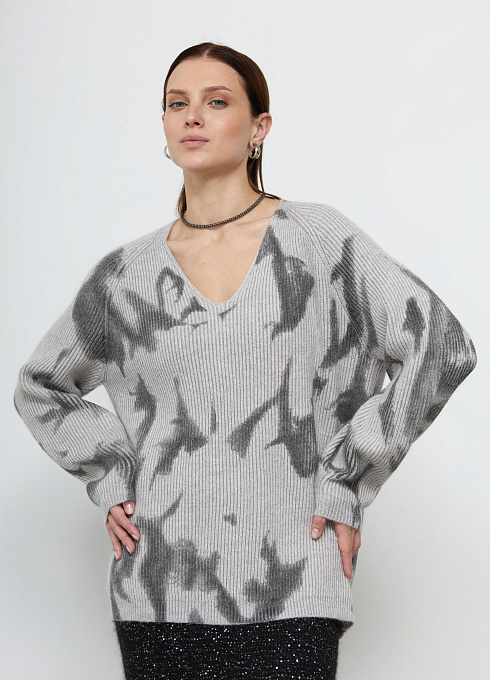 Джемпер oversize с ангорой женский,  серый цвет