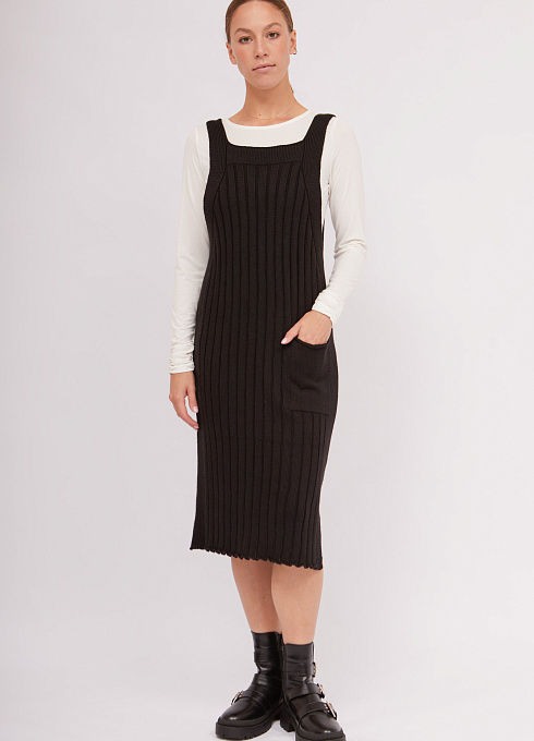 Сарафан вязаный с шерстью женское,  чёрный цвет