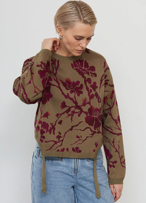 Джемпер с цветочным рисунком женский,  многоцветный цвет