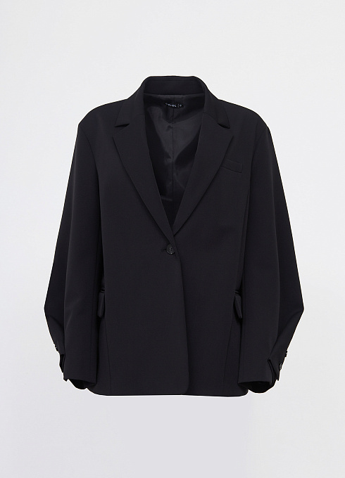 Жакет oversize с акцентными рукавами женский,  чёрный цвет