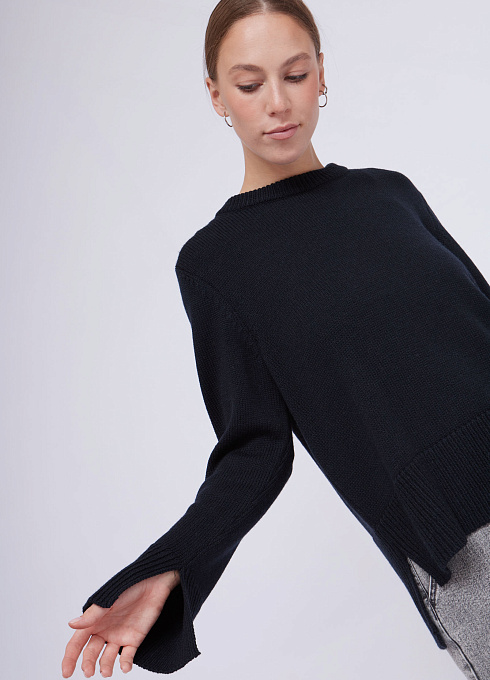 Джемпер с шерстью женский, синий цвет