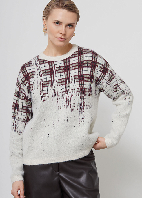 Джемпер из пушистого трикотажа с люрексом женский,  многоцветный цвет